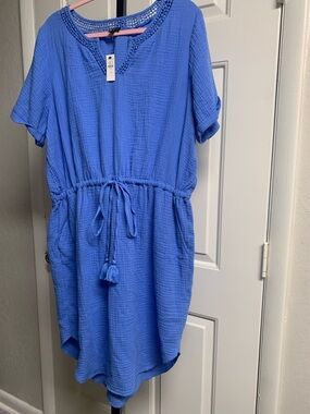 NEW talbots cotton short sleeve midi dress plus size x
